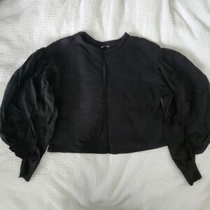 Zara Balloon Sleeve Sweatshirt Black -Size Small